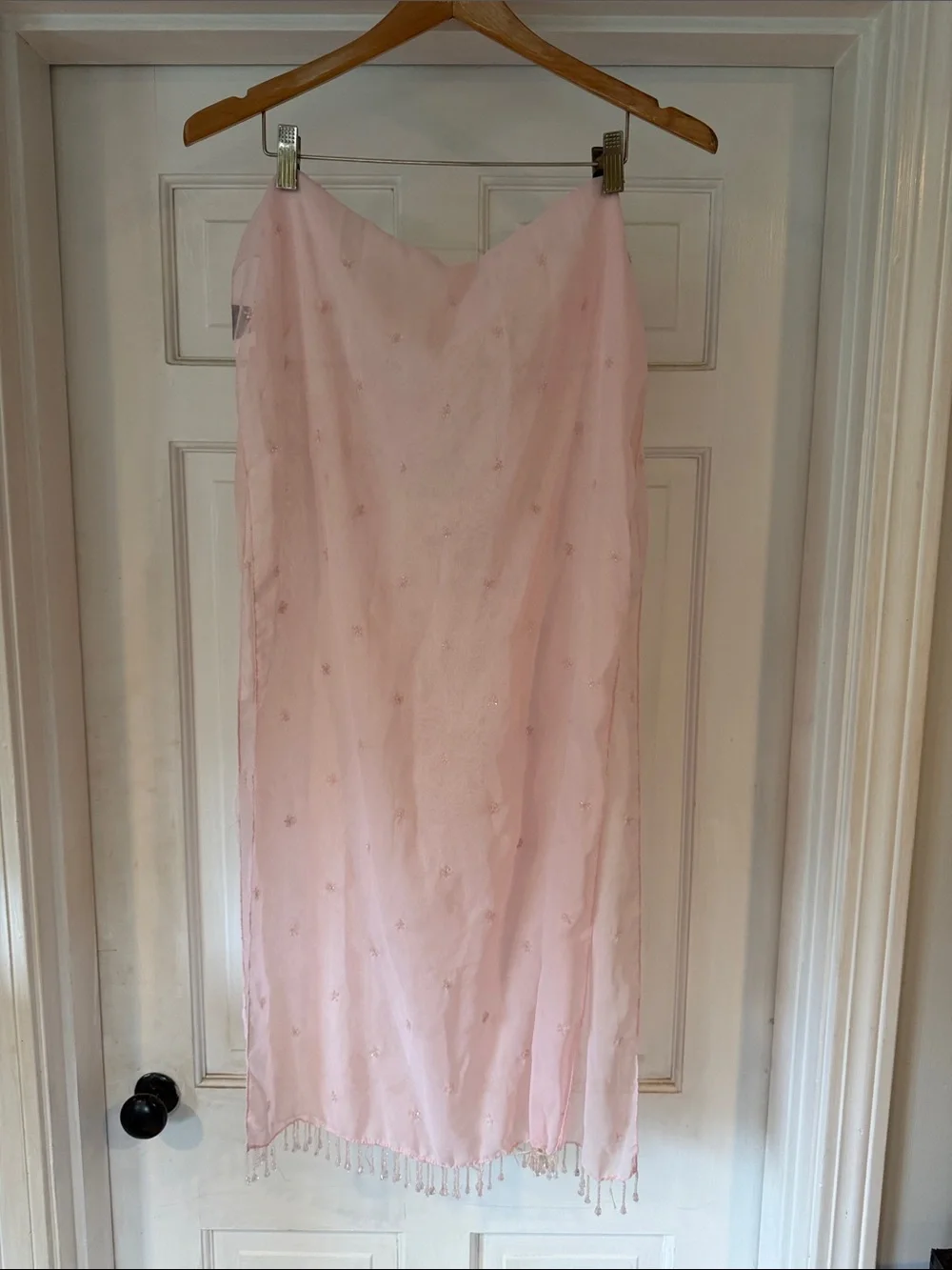 Cejon Pale Pink Beaded Scarf Wrap